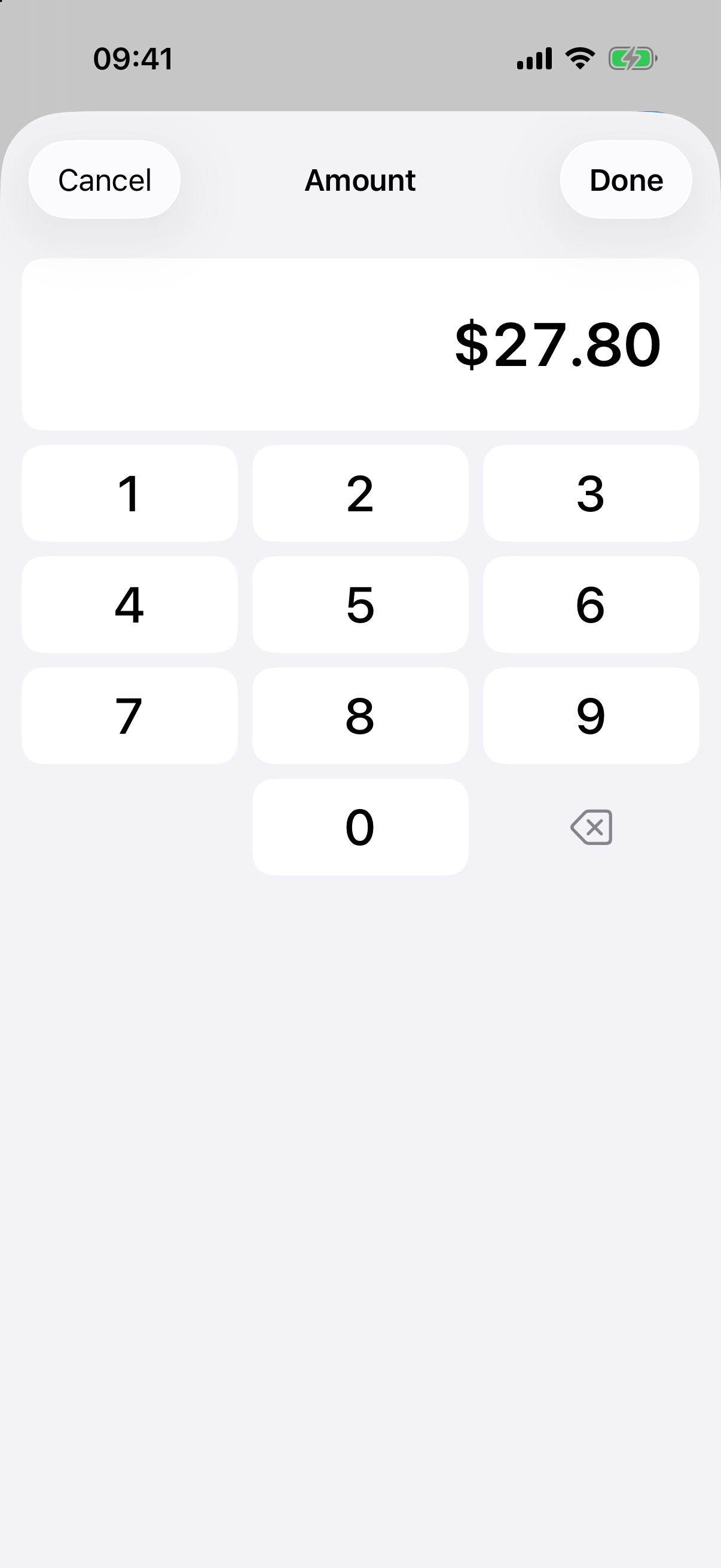 Treasurer calculator-style amount keypad